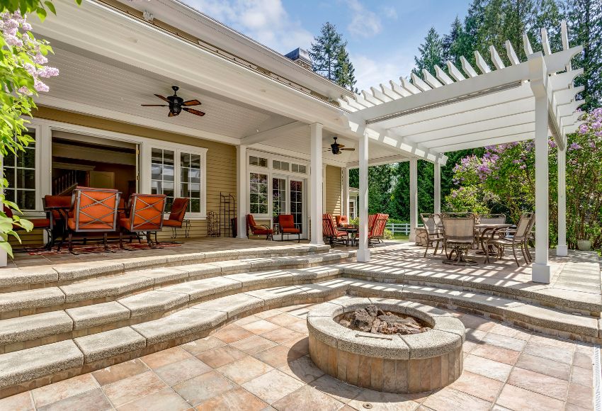 Home addition creating outdoor patio space